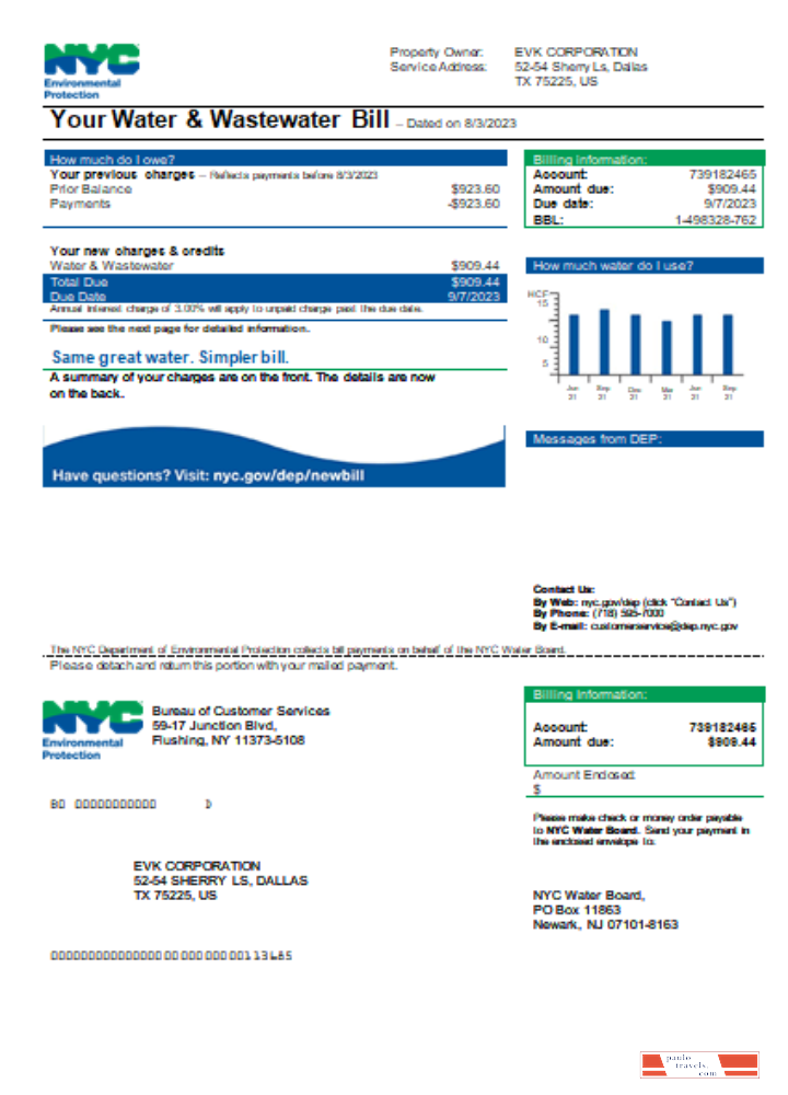 The New York City Department of Environmental Protection (DEP) utility business bill SCR PSD template